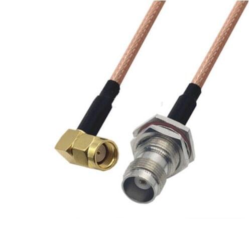 RG316 Cable RP-SMA Male Plug Right Angle to TNC Female Jack Nut Bulkhead Connector RF Coaxial Jumper Cable