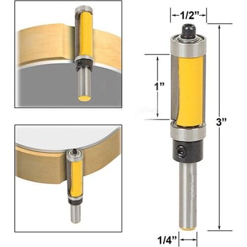 1/4" Shank 1" Cutter Top &Bottom Bearing Flush Trim Router Bit For Woodworking