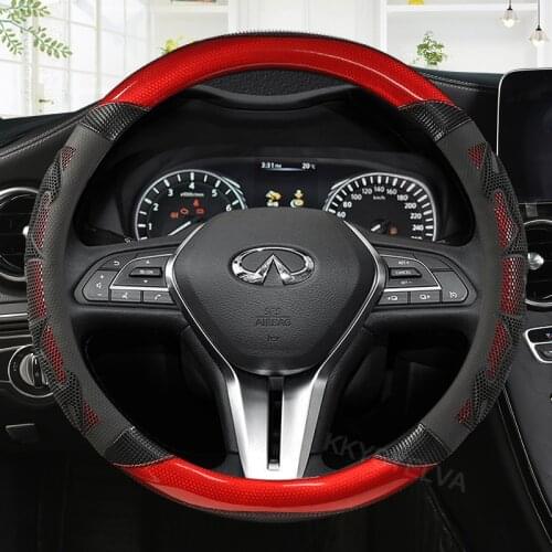 Carbon Fiber Leather Non-slip breathable Car steering wheel cover for Infiniti Q50 Q50S Q50L G37 G25 QX70 FX35 Auto Accessories