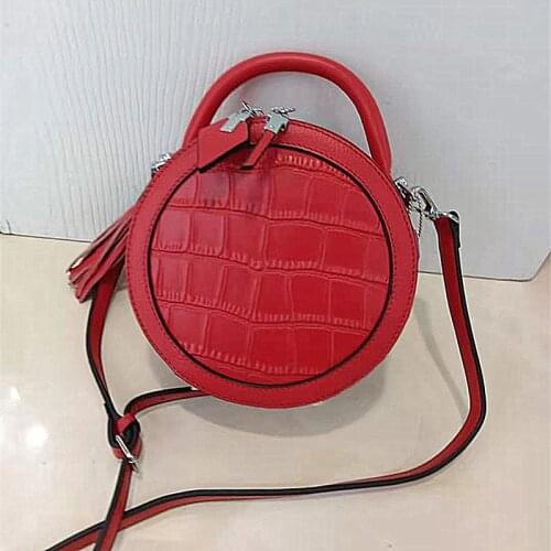 Genuine Leather Small Bag Women Bag 2021 Mini Bag Women Round Bag Crocodile Pattern Shoulder Bag Messenger Bag Crossbody Bag