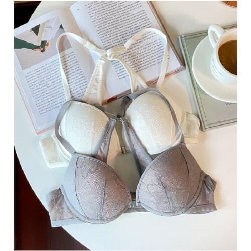 Wriufred Ladies' Fashion Beauty Back Underwear Gathering Shaping Lace Lingerie with Panties Suit Feminine Sexy Deep V Bra