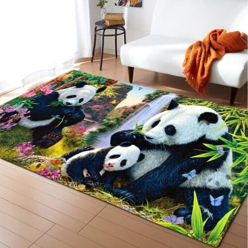 Fashion Cute Panda childrens room floor area carpet 3D printing animal game mat flannel non slip carpet