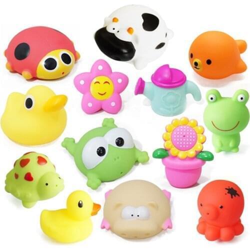 Cartoon Animal Duck Baby Bath Toys Water Spary Colorful Soft Rubber Playing Swimming Water Toys for Baby Gifts Classic Toys