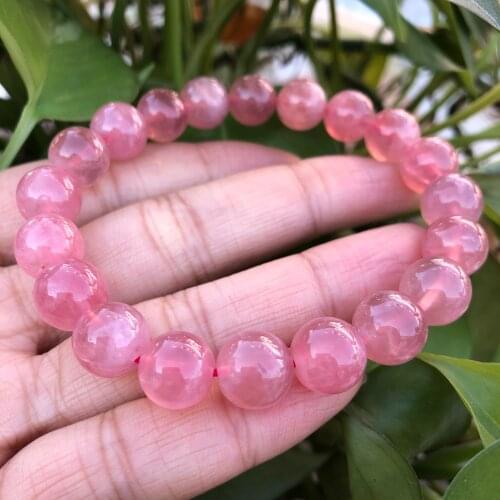 Natural Madagascar Rose Quartz Bracelet Round Beads Crystal Healing Stone