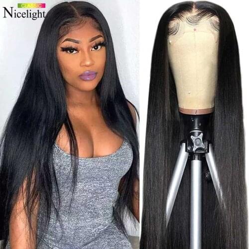 Nicelight 13x4 Lace Front Wig Long Straight Human Hair Wigs With Baby Hair Indian Remy Hair 4x4 Lace Closure Wig For Black Women