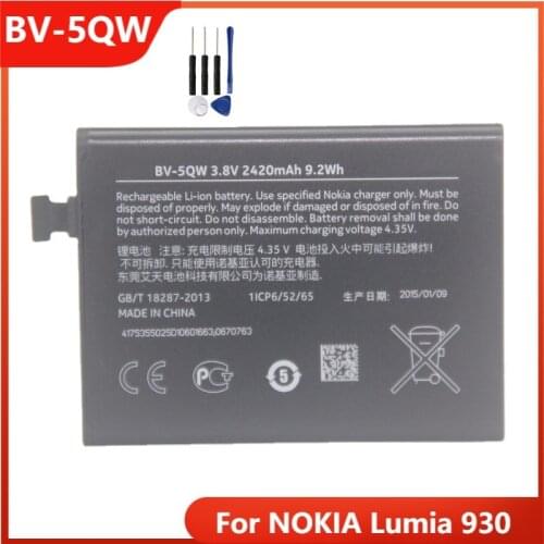Original BV-5QW Phone Battery For NOKIA Lumia 930 BV-5QW Replacement Rechargable Batteries 2420mAh