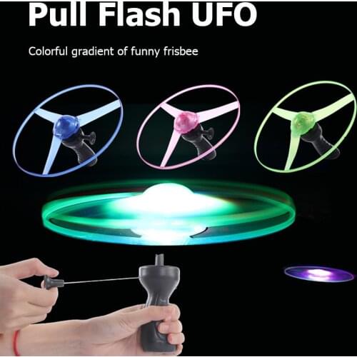 Plastic Pull Line Fly Disc LED Flashing Light Flying Saucer Disc Children Toy Early Learning Educational Funny Toy