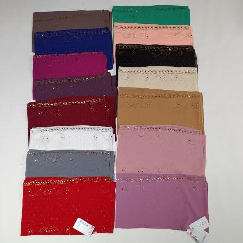 Premium Chiffon Mulsim Womens Hijab Party Scarf Summer Luxury Glitter Rhinestones Long Shawl Wrap Islam Headscarf Gift For Mom