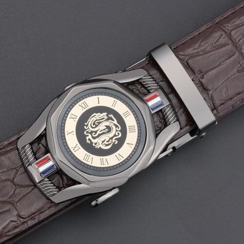 Cow Leather Mens Belt Luxury Crocodile Skin Texture High Quality Male Leather Belt For Business Suit Automatic Buckle