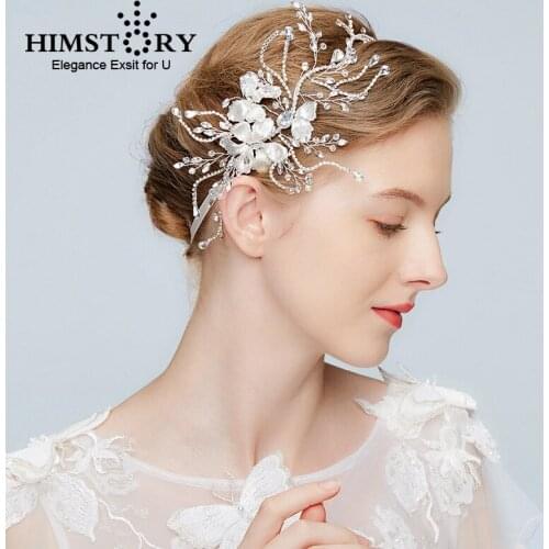 Luxury Wedding Bridal Tiara Headbands Headpiece Silver Leaf Hairband Handmade Girl Rhinestones Floral Bridal Hair Vines