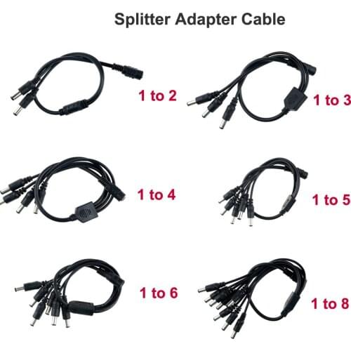 DC 1 To 2, 3, 4, 5, 6, 8 Splitter Adapter Cable Power Lead Pigtail Male DC Plug for CCTV Security Camera