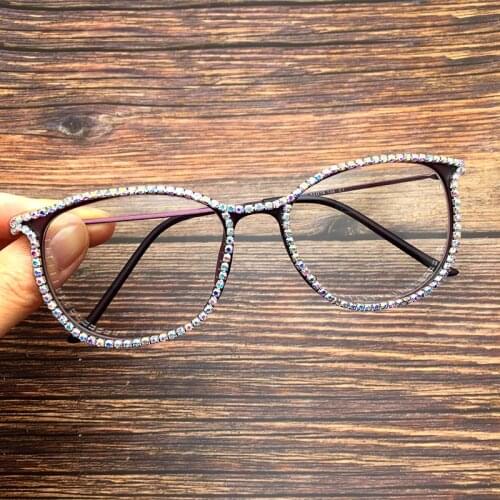 Rhinestone eyeglasses frames clear glasses Optical Spectacles gafas transparente Vintage Women Men prescription Glasses Frame