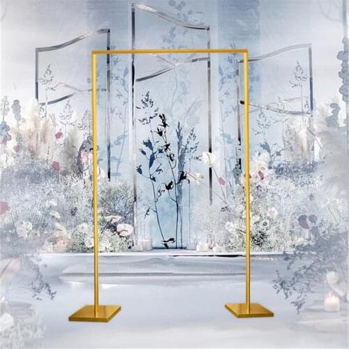 Wedding Props Stage Background Frame Wrought Iron Decoration Flower Stand Golden Wedding Square Arch Shelf