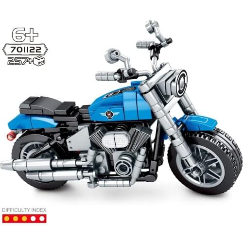 Technical Harl motor vehicle building block Fat Boy motorcycle model steam assembly bricks educational toy collection