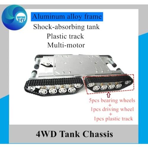 TS600 4WD Shock Absorber Tank Chassis with Aluminum Alloy Frame for Arduino Experiment Platform Robot Project