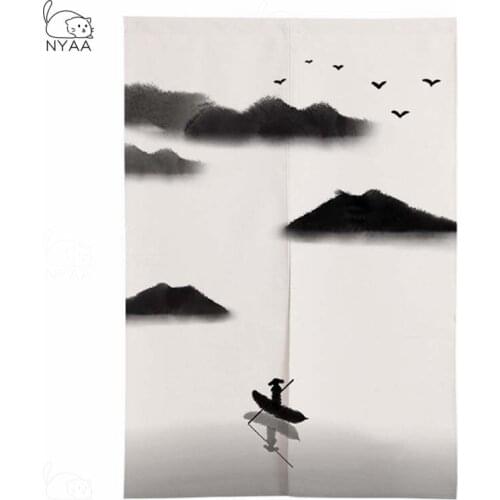Chinese Ink Landscape Door Curtain Bedroom Partition Curtain Kitchen Half Curtain Japanese Curtain Noren Feng Shui Curtain