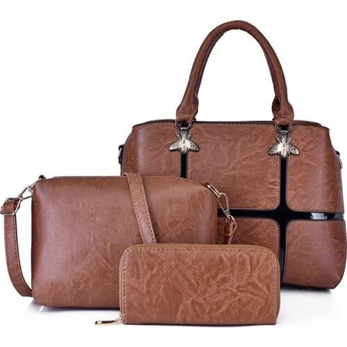 Female Mother Bag 3 Piece Set 2019 Luxury Handbags Women Bags fashion Shoulder Bag Purses and Handbags Oil Leather Bag Crossbody