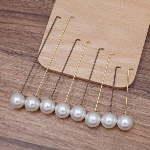 100pcs Head Pin with Immitation Pearls Brooches Pins Bases Safety-pin Hat Pins Settings DIY Findings Jewelry Making Accessories