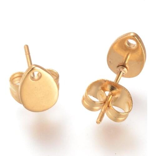 100pcs 304 Stainless Steel Stud Earring Findings Drop Shape for Jewelry Making DIY Earring Accessories Findings 8x5mm Hole: 1mm