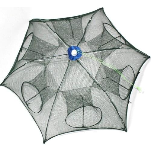 4/6/8/12/16 Hole Foldable Crab Fishing Shrimp Nylon Net Trap Cast Dip Cage Fishing Bait Fish Minnow Crawfish