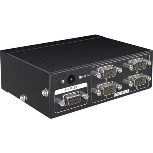 4 Port RS232 Splitter 1X4 active DB9 Serial Splitter switcher 1 in 4 out Support Bi-directional Transmission Serial adapter