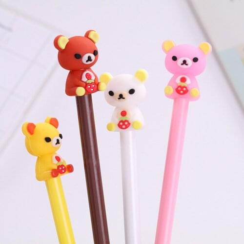 40pcs/lot Kawaii Gel Pens Fashion Super Cute Bear Teddy Pens for School Office Supplies Korean Stationary Animal Pens Kid Gift