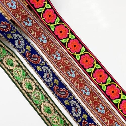7M 3.3CM Woven Jacquard Ribbon Trims Geometric Totem Pattern For Curtain Clothing Accessory Lace Fabric Floral Embroidered Decor