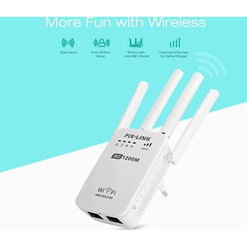 AC1200 Wireless Mini Router AP Wifi Repeater Long Range Extender Booster Dual Band 2.4G/5GHz English Firmware EU US AU Wall Plug