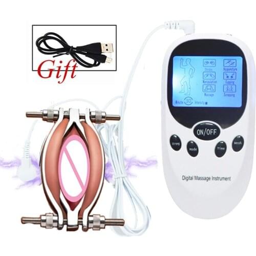 BDSM Bondage Electro Shock Labia Clip G-spot Clitoris Stimulator Vagina Speculum Pussy Clamp SM Adult Toys Sex Product for Women