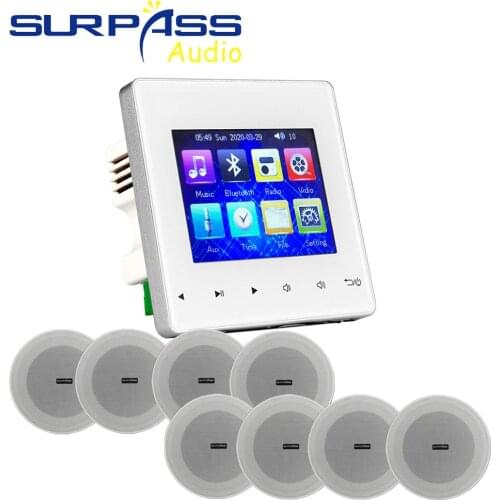 Mini Wireless Home Theater Background Music Amplificador Pared HD Touch Screen Amplifier with 4.5 Inch Coxial Ceiling Speaker