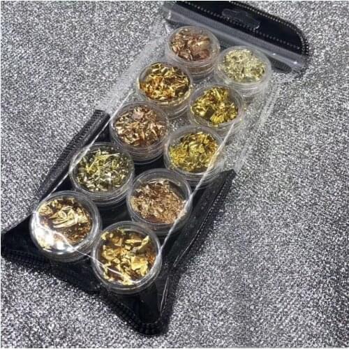 3/6/10Jars Nail Sequins Aluminum Irregular Flakes Nail Art Decoration Mirror Glitter Foil Copper flakes,Red flakes,Blue flakes