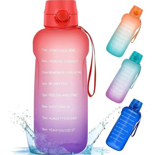 2.0L 64OZ Gallon Water Bottle with Straw Motivational Time Marker Sports Water Bottles BPA Free Leakproof Plastic Drink Jug