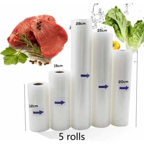 Household Kitchen Food Vacuum Bag For Vacuum Sealer Storage Bags for Food Fresh Keeping 12+15+20+25+28cm*500cm 5 Rolls/Lot
