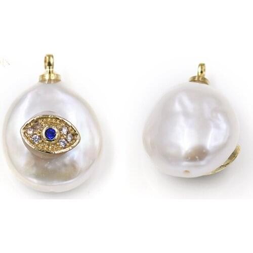 ONE PIECE freshwater pearl white flat barouqe pendant ZIRCON coin shape wholesale nature FPPJ loose beads