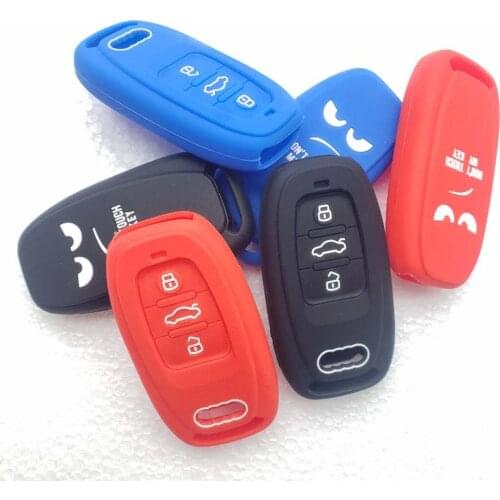 Remote Smart Key Shell Case Silicone Cover 3 Buttons For Audi A3 A4 A5 A6 A8 Q5 Q7 TT Key Protector Bag