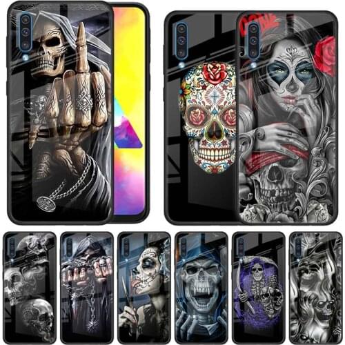 Grim Reaper Skull Skeleton Tempered Glass Case For Samsung Galaxy A51 A50 A71 A70 A31 A10 A21s A41 A11 M21 M31 M51 Cover Coque