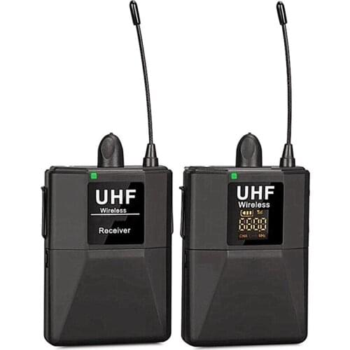 UHF Dual Channel Wireless Lavalier Microphone Lapel Mic for SLR 65M Range DSLR Camera Interview