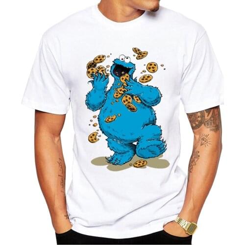 TEEHUB Fashion Cookie Monster Printed Men T-Shirt O-Neck Short Sleeve Tshirts Sesame Street Cool Tops Funny Crazy Cookies Tees