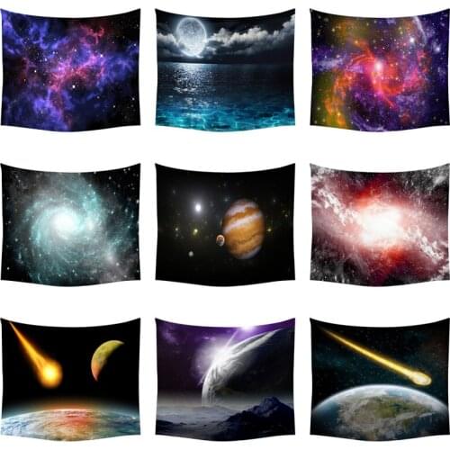 Starry Sky Tapestry Woven Fabric Planet Sci-Fi Galaxy Multicolor Decorative Blanket Starry Blankets Indoor And Living Room