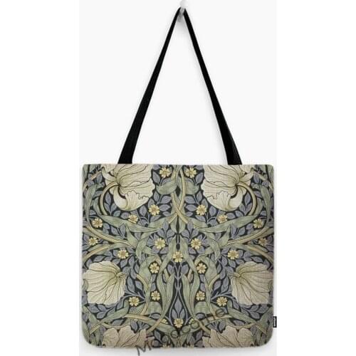 Classic UK Traditional Motif William Morris Snakeshead Pattern Large Shopper Bag Water Resistant Cotton Linen Shopping Tote Bag