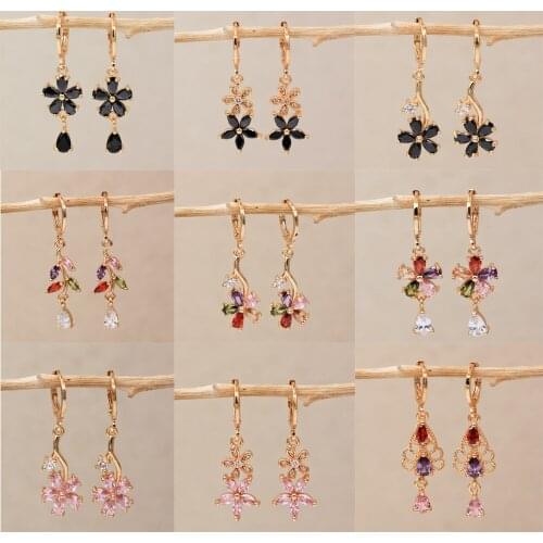 Classic Dangler Waterdrop Earrings Gold Plated Copper Stone Zirconia For Women Fashion Jewelry Accessories Wedding Party Gift