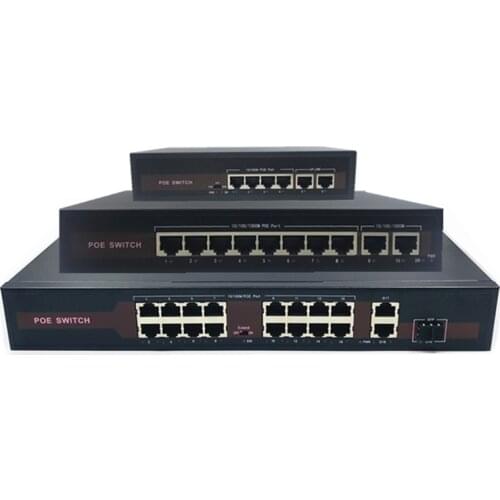 48V Ethernet POE switch with 5/8/16 10/100Mbps Port IEEE 802.3 af/at Suitable for IP camera/Wireless AP/CCTV camera system