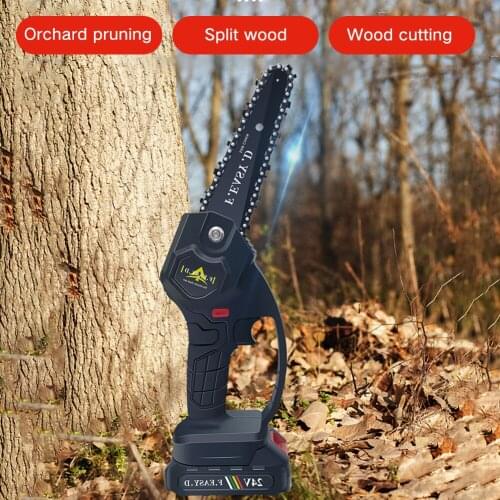 24V Mini Electric Chain saw Portable Brush Rechargeable Pruning Chainsaw Logging Home Garden Ochard Tool Electric Chainsaw