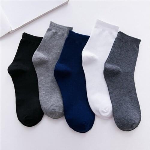 Mens cotton socks new solid color business soft breathable sweat absorbent anti-friction mens socks in autumn and winter