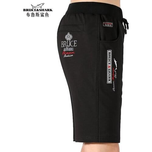 Bruce&Shark New Summer Men Sports Shorts 95%Cotton 5%spandex Men Shorts Training Running Fashion Casual Loose Elastic Waist