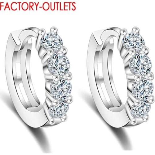 New Sale 100% 925 Sterling Silver Siny Crystal Luxury Hoop Earrings Fashion Dangle Earring For Women Party Fine Jewelry