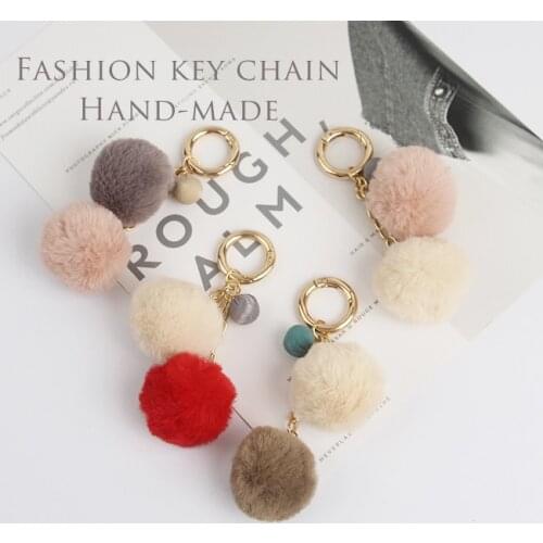 Gentle color ~ Keychain Fur Ball bag pendant Korea Styles Lovely luxury keychain Pompom Boho keychain