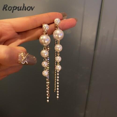 Ropuhov 2021 New Jewelry for Women Dangle Earrings Boho Korean Fashion Pearl Ethnic Indian Gift