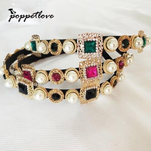 New Hairband Baroque Luxury Crystal Headband Brand Headdress Fashion Pearl Hair Jewelry for Women