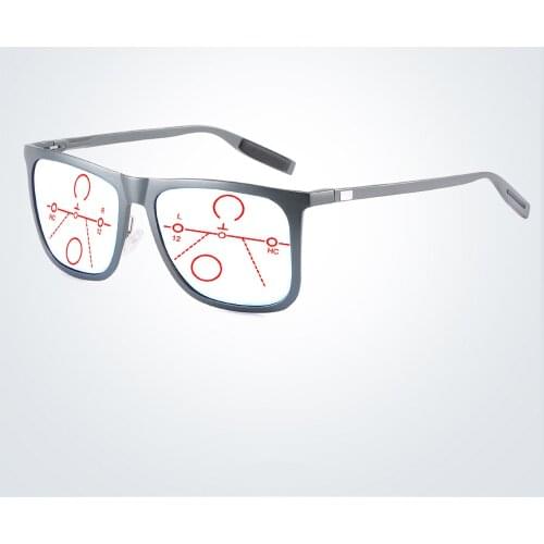 AL-MG Titanium Alloy Square Oversized Progressive Multifocal Reading Glasses +0.75 +1 +1.25 +1.5 +1.75 +2 +2.25 +2.5 +2.75 To +4